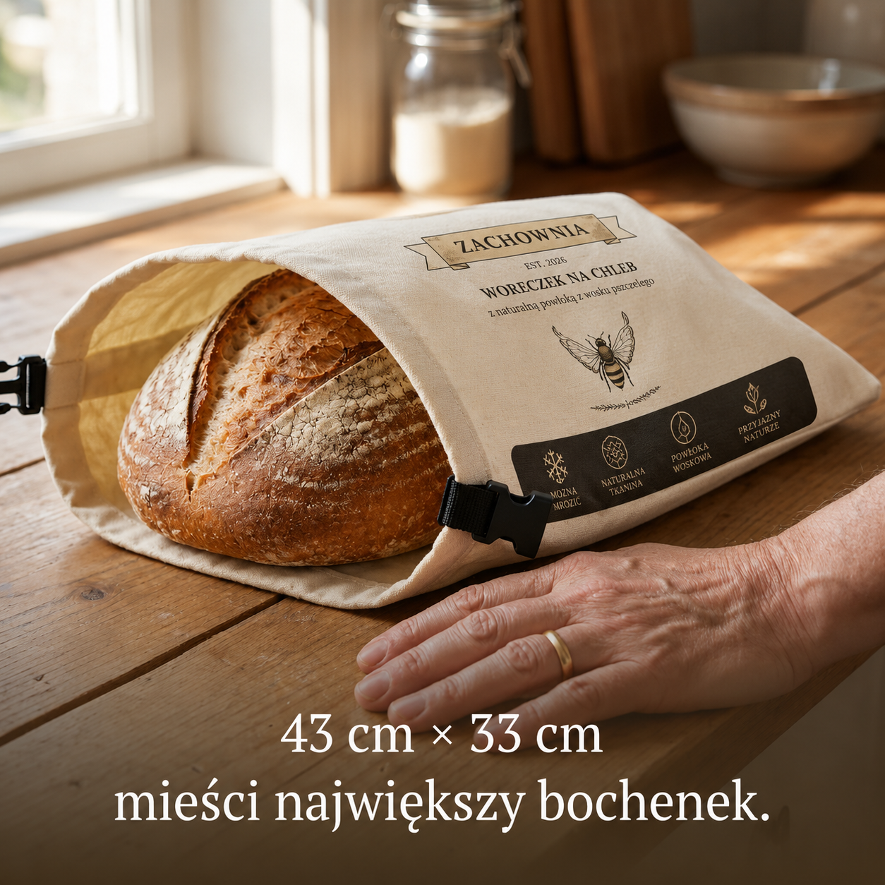 Premium bawełniano-woskowe woreczki na chleb